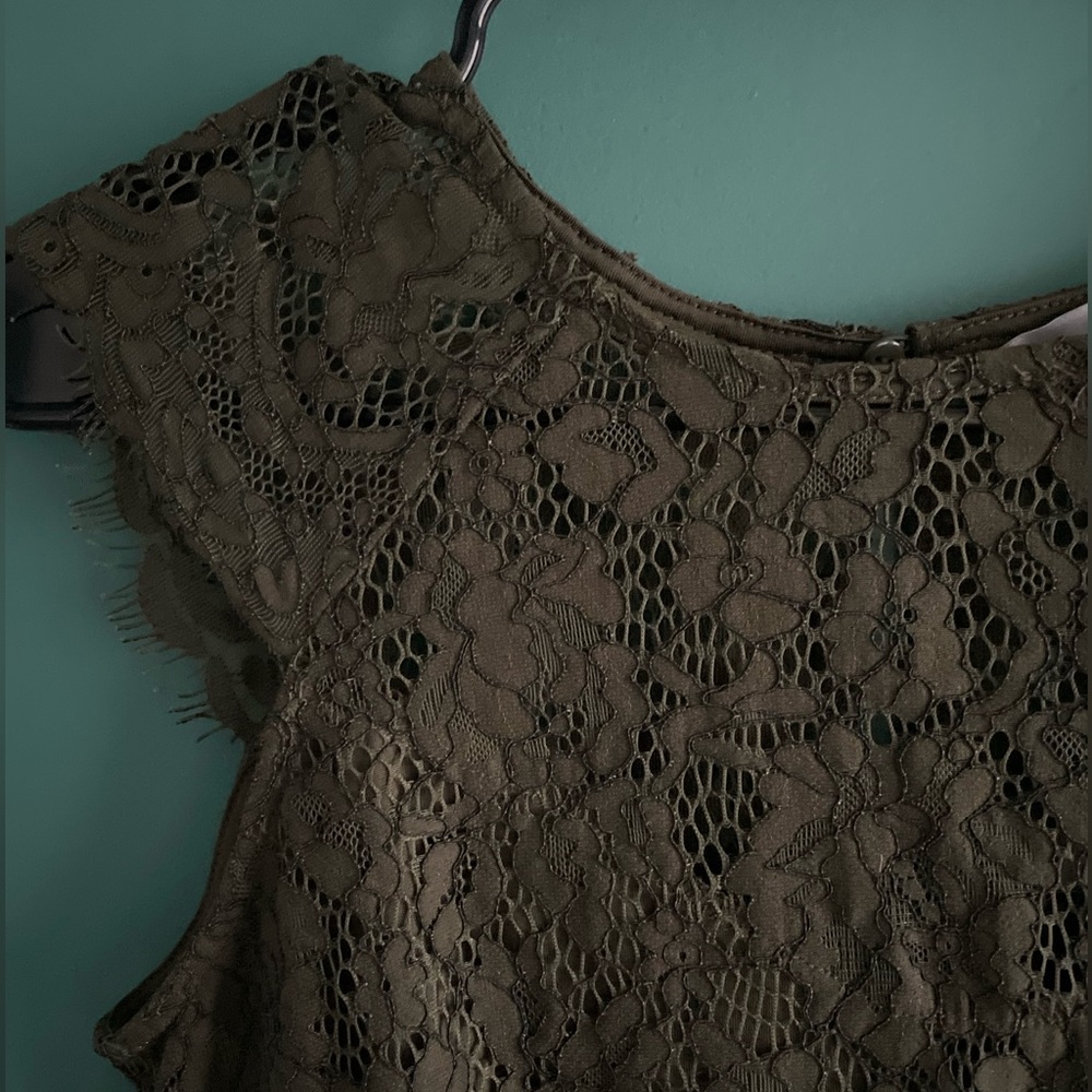 H&M Olive Green Lace Blouse, Size XS